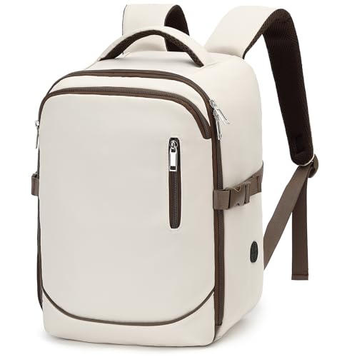 Yankony Handgepäck Rucksack 45x36x20 für Easyjet Unter Dem Sitz 30L Reiserucksack Kabinengröße Diebstahlsicherte Handgepäcktasche Wasserabweisend Handgepäck für Herren und Damen, Beige von Yankony