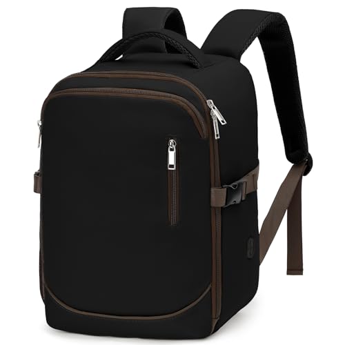 Yankony Handgepäck Rucksack 45x36x20 für Easyjet Unter Dem Sitz 30L Reiserucksack Kabinengröße Diebstahlsicherte Handgepäcktasche Wasserabweisend Handgepäck für Herren und Damen, Schwarz von Yankony