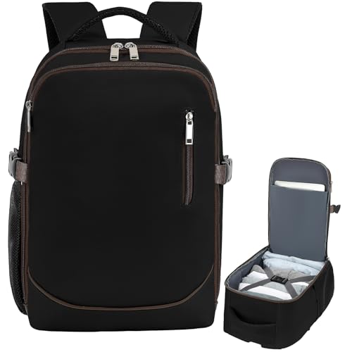 Yankony Handgepäck Rucksack 55x40x20 für Lufthansa Unter Dem Sitz 44L Reiserucksack Kabinengröße Diebstahlsicherte Handgepäcktasche Wasserabweisend Handgepäck für Herren und Damen, Schwarz von Yankony