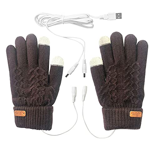 Beheizte Handschuhe für Damen und Herren USB-Handschuhe Touchscreen-Funktion Winter warm volle Finger Unisex rutschfest Strickhandschuhe für Arbeit Tippen Spiel Sport von Yanmucy