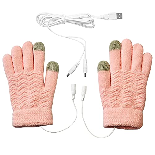 Beheizte Handschuhe für Damen und Herren USB-Handschuhe Touchscreen-Funktion Winter warm volle Finger Unisex rutschfest Strickhandschuhe für Arbeit Tippen Spiel Sport von Yanmucy