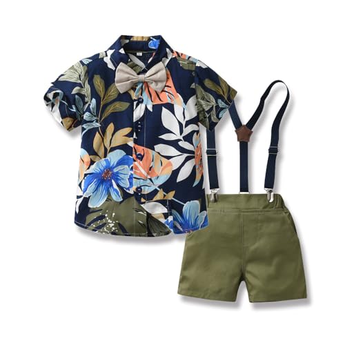 Yanmucy Baby Junge Sommerkleidung Outfits Hawaiian Kleinkind Kinder Gentleman Jumpsuit Kleidung Anzug Strand Urlaub Party Hemd Shorts Set (Stil-3, 18-24 Monate) von Yanmucy