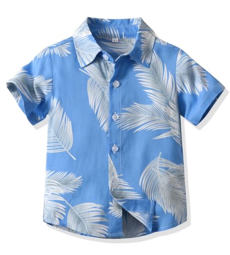 Yanmucy Herren und Jungen Hawaiihemd Kurzarmhemd Vater und Sohn Matching Beachwear Hemden Jungen Floral Print Baumwolle Button-Down Freizeithemden Eltern-Kind-Sommer-Kleidung von Yanmucy