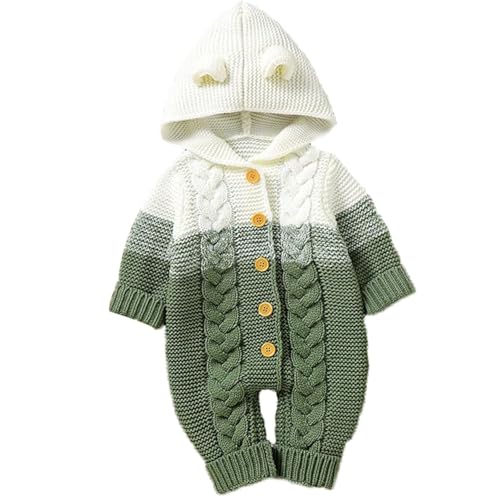 Yanmucy Neugeborene Baby Kapuze Gestrickte Strampler Neugeborene Gestrickte Baby Jumpsuit Neugeborenes Overalls Baby Winter für 0~12 Monate von Yanmucy