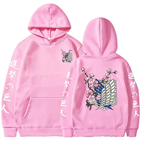 Attack Hoodie Herren Levi Ackerman Pullover Wings of Freedom 3D Druck mit Kapuze Sweatshirt Hoodie (DE/NL/SE/PL, Alphanumerisch, M, Regular, Regular, Pink) von Yanny