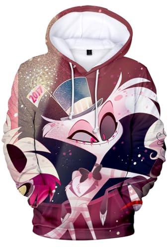 Hazbin Alastor Hoodies Winkel Staub 3D Prints Kapuzen Sweatshirt Langarm Streetwear Pullover Frauen Männer (Mehrfarbig 1, Large) von Yanny