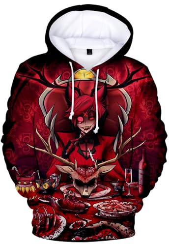 Hazbin Alastor Hoodies Winkel Staub 3D Prints Kapuzen Sweatshirt Langarm Streetwear Pullover Frauen Männer (Mehrfarbig 5, XX-Large) von Yanny