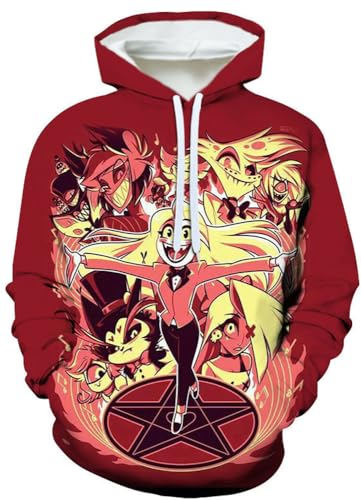 Hazbin Alastor Hoodies Winkel Staub 3D Prints Kapuzen Sweatshirt Langarm Streetwear Pullover Frauen Männer (Mehrfarbig 8, X-Large) von Yanny