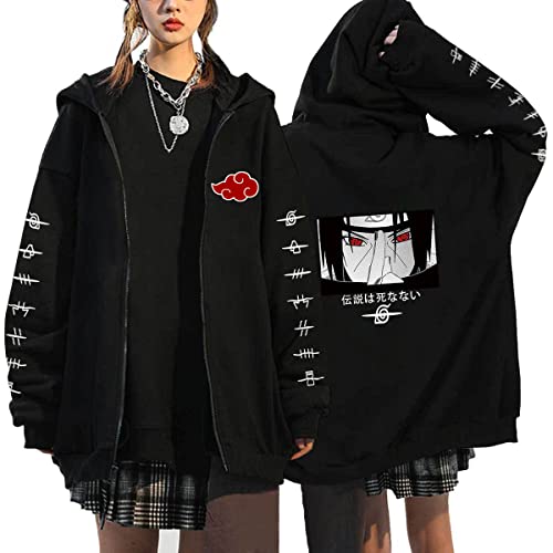 Herren Damen Uchiha Itachi Sasuke Jacke Sharingan Ninjia Hoodie Anime Cosplay Jacke Langarm Outwear Casual Mantel Sweatshirt (S, Stil A-07) von Yanny