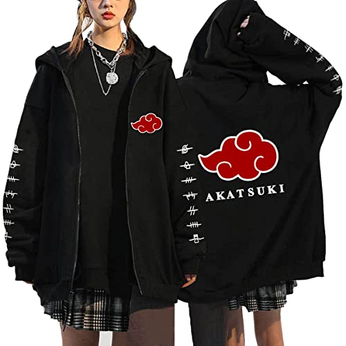 Herren Damen Uchiha Itachi Sasuke Jacke Sharingan Ninjia Hoodie Anime Cosplay Jacke Langarm Outwear Casual Mantel Sweatshirt (XL, Stil A-01) von Yanny