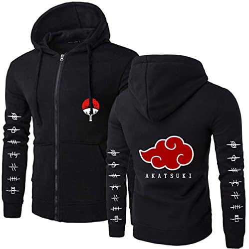 Herren Damen Uchiha Itachi Sasuke Jacke Sharingan Ninjia Hoodie Anime Cosplay Jacke Langarm Outwear Casual Mantel Sweatshirt (XL, Stil B-05) von Yanny