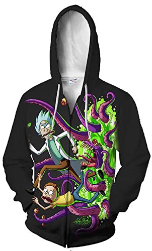 Morty Jacke Mantel Rick Sanchez Cosplay Sweatshirts Zip-Up Hoodie für Herren und Damen (4XL, Stil 10) von Yanny
