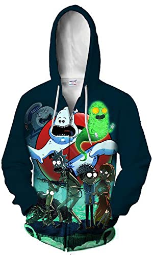 Morty Jacke Mantel Rick Sanchez Cosplay Sweatshirts Zip-Up Hoodie für Herren und Damen (L, Stil 02) von Yanny