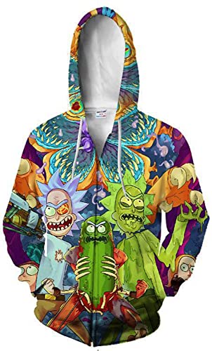 Morty Jacke Mantel Rick Sanchez Cosplay Sweatshirts Zip-Up Hoodie für Herren und Damen (M, Stil 04) von Yanny