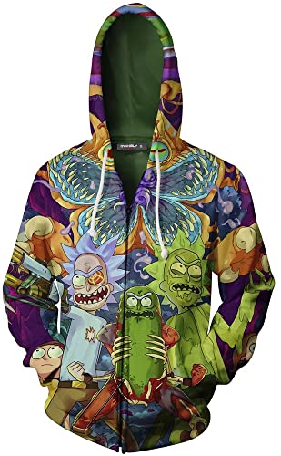 Morty Jacke Mantel Rick Sanchez Cosplay Sweatshirts Zip-Up Hoodie für Herren und Damen (S, Stil 05) von Yanny