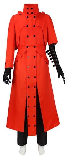 Vash Trigun Cosplay Rote Jacke Overcoat Erwachsene Männer Vash die Stampede Graben Mantel Halloween Outfit (Red, Small) von Yanny