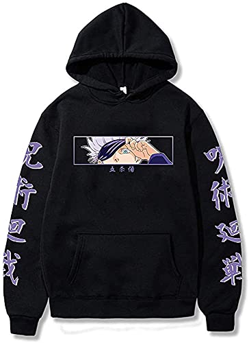 Yanny Anime Jujutsu Kaisen Hoodie Gojo Satoru Yuji Itadori Cosplay Kostüm 3D Kapuzenpullover Pullover Sweatshirt für Frauen Männer (3XL, A-Schwarz 1) von Yanny