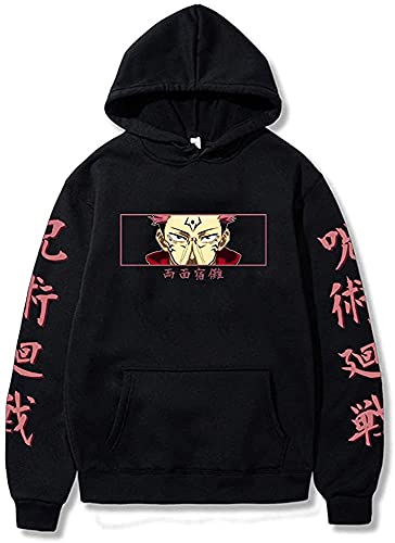 Yanny Anime Jujutsu Kaisen Hoodie Gojo Satoru Yuji Itadori Cosplay Kostüm 3D Kapuzenpullover Pullover Sweatshirt für Frauen Männer (L, A-Schwarz 2) von Yanny