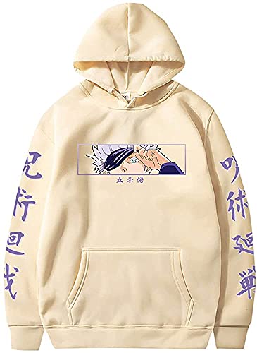 Yanny Anime Jujutsu Kaisen Hoodie Gojo Satoru Yuji Itadori Cosplay Kostüm 3D Kapuzenpullover Pullover Sweatshirt für Frauen Männer (M, Hellgelb 1) von Yanny