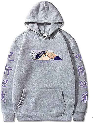 Yanny Anime Jujutsu Kaisen Hoodie Gojo Satoru Yuji Itadori Cosplay Kostüm 3D Kapuzenpullover Pullover Sweatshirt für Frauen Männer (S, C-Grau 1) von Yanny