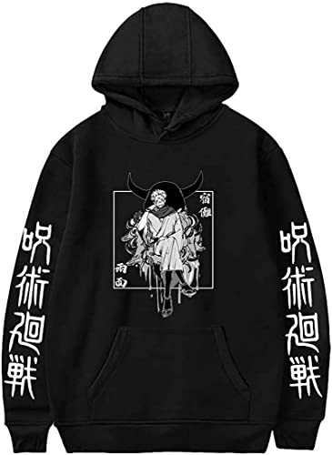 Yanny Anime Jujutsu Kaisen Hoodie Herren Damen Gojo Satoru Pullover Itadori Yuji Kapuzenpullover Freizeit Mode Sweatshirt (XL, A-Schwarz 2) von Yanny