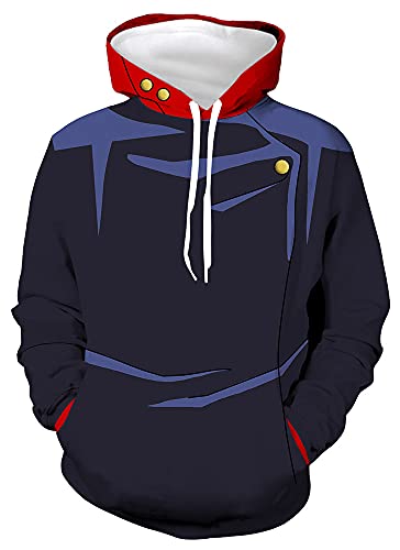 Yanny Anime Jujutsu Kaisen Hoodie Pullover Unisex Satoru Gojo Itadori Yuji Cosplay Kostüm Oberteile Kapuzenpullover Mode Bequem Casual Sweatshirt (XS, Schwarz 4) von Yanny