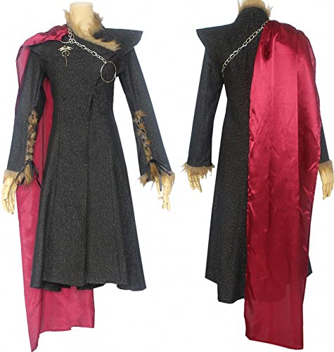 Yanny Daenerys Targaryen Cosplay Damen Daenerys Kostüm Kleid Drachenkrieger Kampfanzug Perück für Halloween (Red, Large) von Yanny
