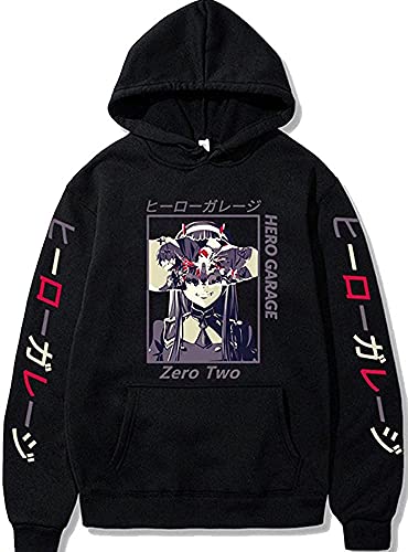 Yanny Darling in The FRANXX Hoodies Pullover Zero Two Cosplay Kostüm Tops Jacke Kapuzenpullover Sweatshirts für Männer und Frauen (4XL, Schwarz 8) von Yanny