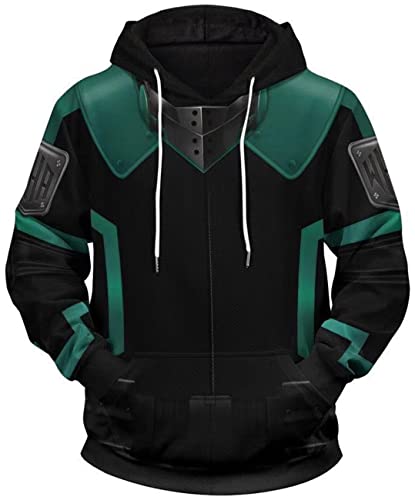 Yanny Herren Damen Academia Hoodie Boku no Hero Izuku Midoriya Jacke 3D Kapuzenpullover Anime Cosplay Zipper Sweatshirts (XL, Stil B-2) von Yanny