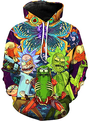 Yanny Herren Damen Rick Hoodies Anime Morty Pullover 3D Sweatshirt Casual Kapuzenpullover Jacke (3XL, Stil 03) von Yanny