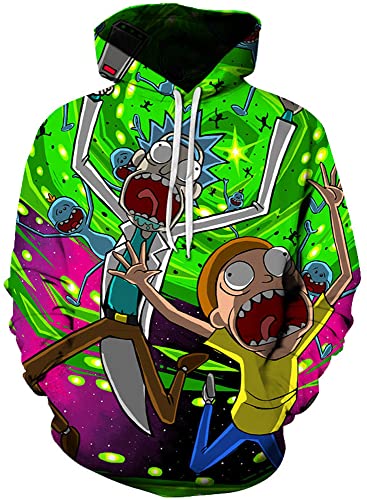 Yanny Herren Damen Rick Hoodies Anime Morty Pullover 3D Sweatshirt Casual Kapuzenpullover Jacke (4XL, Stil 15) von Yanny