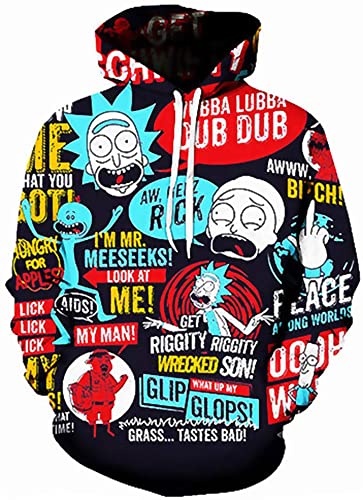 Yanny Herren Damen Rick Hoodies Anime Morty Pullover 3D Sweatshirt Casual Kapuzenpullover Jacke (L, Stil 12) von Yanny