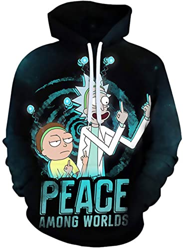 Yanny Herren Damen Rick Hoodies Anime Morty Pullover 3D Sweatshirt Casual Kapuzenpullover Jacke (L, Stil 14) von Yanny