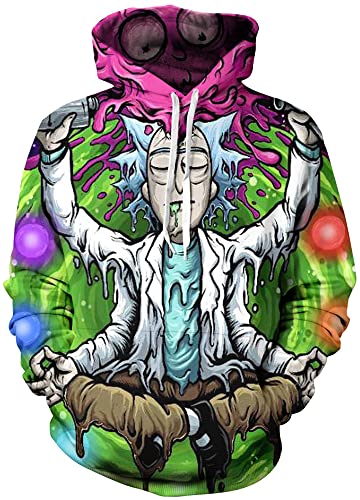 Yanny Herren Damen Rick Hoodies Anime Morty Pullover 3D Sweatshirt Casual Kapuzenpullover Jacke (S, Stil 16) von Yanny