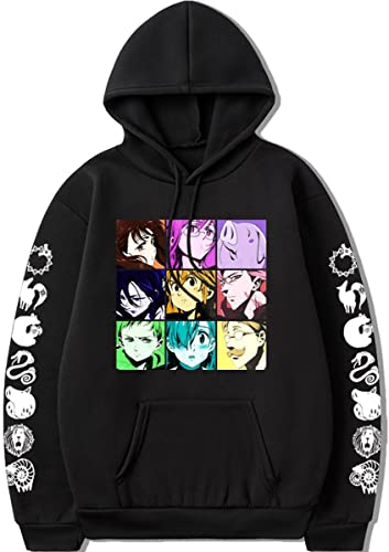 Yanny Herren Damen The Seven Deadly Sins Hoodie Meliodas Kapuzenpullover Anime Hooded Pullover Casual Sweatshirt (L, A-Schwarz 2) von Yanny