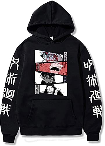 Yanny Jujutsu Kaisen Hoodie Gojo Satoru Cosplay Kostüm Anime Print Kapuzenpullover Pullover Sweatshirt für Frauen Männer (Schwarz 3, x_l) von Yanny