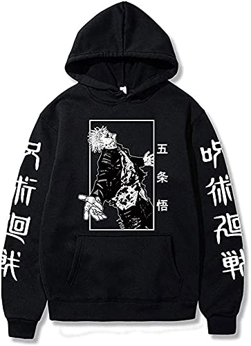 Yanny Jujutsu Kaisen Hoodie Gojo Satoru Cosplay Kostüm Anime Print Kapuzenpullover Pullover Sweatshirt für Frauen Männer (Schwarz 5, l) von Yanny