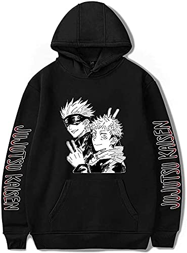 Yanny Jujutsu Kaisen Hoodie Gojo Satoru Cosplay Kostüm Anime Print Kapuzenpullover Pullover Sweatshirt für Frauen Männer (Schwarz 7, s) von Yanny