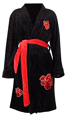 Yanny Uchiha Itachi Bademantel Akatsuki Herren Soft Nachtwäsche Anime Cosplay Flanell Robe Pyjamas Kimono (3XL, Schwarz) von Yanny