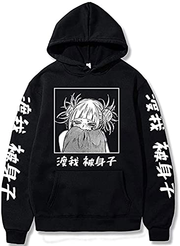 Yanny Unisex Anime Himiko Toga Hoodie MHA Sweatshirts Kapuzenpullover Pullover Cosplay Kostüm Trainingsanzug (XS, A-Schwarz) von Yanny