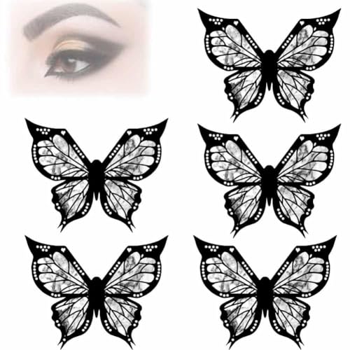 Butterfly Eyeliner Stencil, Butterfly Eyeliner Stamp, Eyeliner Stencils for Eyes Wing, Reusable and Flexible Eyeliner Stamp Tool for Winged Look (5Pcs) von Yanobia