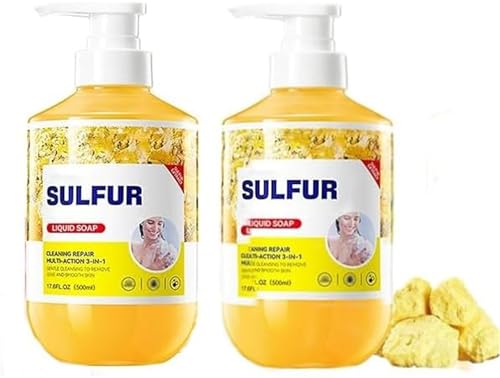 Sulfur Body Wash, Cleaning Repair Multi-Action Cleanser and Shower Gel 3-in-1, Clear & Moisturizes Skin, Clean Refreshing Soothes Gentle Daily Body Clean for Women and Men (2) von Yanobia