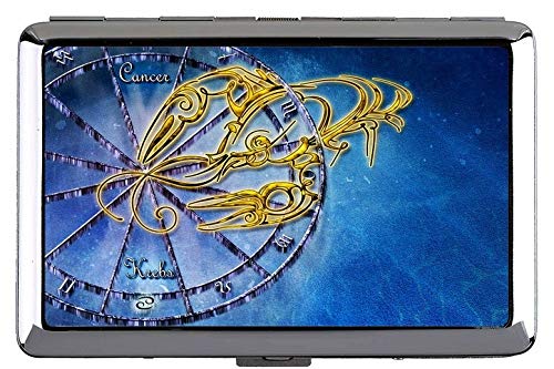 Hard Box Full Pack Zigarettenetui, Krebs Sternzeichen Sternbild Astrologie Themen aus Metall Tasche Visitenkartenetui von YENDOSTEEN
