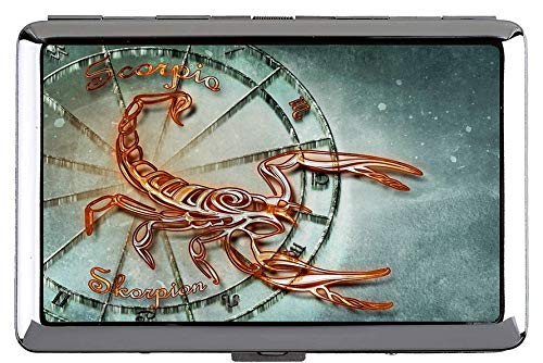Hard Box Full Pack Zigarettenetui, Skorpion Sternzeichen Sternbild Astrologie Themen aus Metall Tasche Visitenkartenetui von YENDOSTEEN