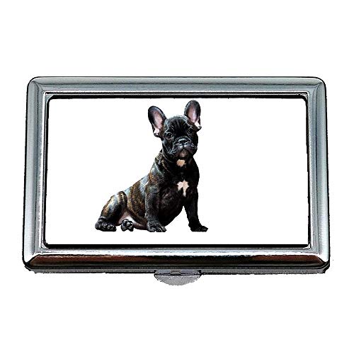 Hard Box Zigarettenetui, Hund Bulldog Smart Look Haustiere Mann Bester Freund, Visitenkartenetui Visitenkartenetui Edelstahl von YENDOSTEEN