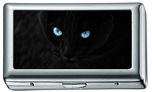 Katzen Blaue Augen Tiere Haustiere Zigarettenetui / -schachtel Visitenkartenetui Edelstahletui Silber Metall Geldbörsenschutz von YENDOSTEEN