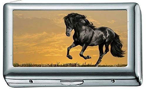 Tiere Pferd Zigarettenetui / -schachtel Visitenkartenetui Edelstahlgehäuse Silber Metall Geldbörse Schutz von YENDOSTEEN