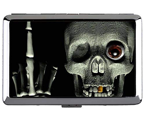 Yanteng Cute Edelstahl ID oder Zigarettenetui, dunkler Schädelverachtung Professioneller Visitenkartenhalter von YENDOSTEEN