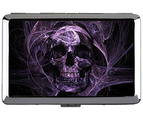 Yanteng Zigarettenetui King Size, Schädel lila Farbe dunkel Name Card Holder von YENDOSTEEN