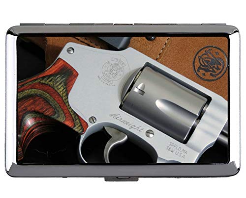 Zigarettenetui-Box, Revolver-Pistole aus Holz, spezielles Auto, roter Edelstahl-Kartenhalter von YENDOSTEEN